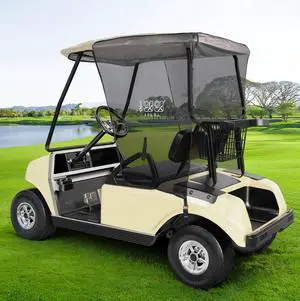 Golf Cart Sun Shade Cover for Club Car DS Precedent and EZGO TXT RXV, UV Heat Resistant Sunshade Curtain-Beige with Black Golf Cart Sun Shade Cover for Club Car DS Precedent and EZGO TXT RXV, UV Heat Resistant Sunshade Curtain-Beige with Black
