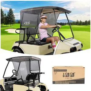 2 Passenger Golf Cart Sun Shade Cover for EZGO TXT RXV & Club Car DS Precedent Tempo, UV Heat Blocking Polyester Mesh Canopy Cover, Durable & Easy Install (Roof Size:59" L X 41" W) 2 Passenger Golf Cart Sun Shade Cover for EZGO TXT RXV & Club Car DS Precedent Tempo, UV Heat Blocking Polyester Mesh Canopy Cover, Durable & Easy Install (Roof Size:59" L X 41" W)