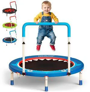 36-Inch Toddler Trampoline with Foam Handle, 3FT Foldable Mini Rebounder | ASTM & CPSIA Certified, KidsTrampoline with Adjustable Bar, 100 lbs Capacity, Quiet Elastic Bands, Indoor Outdoor & Ages 3-6 36-Inch Toddler Trampoline with Foam Handle, 3FT Foldable Mini Rebounder | ASTM & CPSIA Certified, KidsTrampoline with Adjustable Bar, 100 lbs Capacity, Quiet Elastic Bands, Indoor Outdoor & Ages 3-6