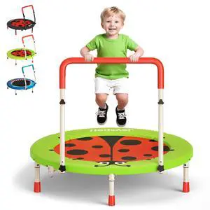 36-Inch Toddler Trampoline with Foam Handle, 3FT Foldable Mini Rebounder | ASTM & CPSIA Certified, KidsTrampoline with Adjustable Bar, 100 lbs Capacity, Quiet Elastic Bands, Indoor Outdoor & Ages 3-6 36-Inch Toddler Trampoline with Foam Handle, 3FT Foldable Mini Rebounder | ASTM & CPSIA Certified, KidsTrampoline with Adjustable Bar, 100 lbs Capacity, Quiet Elastic Bands, Indoor Outdoor & Ages 3-6