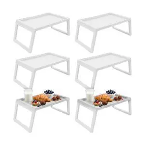 6 Pack Bed Tray Tables Breakfast Trays Serving Tray, Foldable Food Tray for Bed, Bed Laptap Desk with Phone Slots for Sofa Bed Eating Studying Working, White 6 Pack Bed Tray Tables Breakfast Trays Serving Tray, Foldable Food Tray for Bed, Bed Laptap Desk with Phone Slots for Sofa Bed Eating Studying Working, White