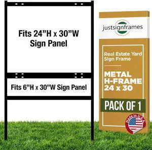 Real Estate Metal Yard Sign H-Frame with Rider (Pack of 1) - Open House Signs for Real Estate - Yard Sign Stand & Real Estate Sign Holder - 24 x 30 Slide-In with Rider Real Estate Metal Yard Sign H-Frame with Rider (Pack of 1) - Open House Signs for Real Estate - Yard Sign Stand & Real Estate Sign Holder - 24 x 30 Slide-In with Rider
