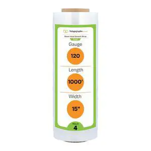 PSBM Blown Stretch Wrap, 4 Rolls 15 Inch x 1000 Feet 120 Gauge Heavy Duty Clear Plastic Wrap Industrial Strength Shrink Film for Moving, Packing & Shipping PSBM Blown Stretch Wrap, 4 Rolls 15 Inch x 1000 Feet 120 Gauge Heavy Duty Clear Plastic Wrap Industrial Strength Shrink Film for Moving, Packing & Shipping