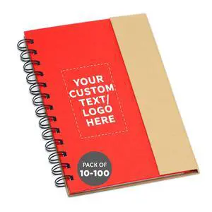Custom Eco Friendly Spiral Notebooks with Pens Set of 10/50/100, Personalized Bulk Pack - Perfect for School, Office, Home - Red Custom Eco Friendly Spiral Notebooks with Pens Set of 10/50/100, Personalized Bulk Pack - Perfect for School, Office, Home - Red