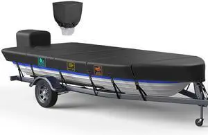 1200D 5-Layer Jon Boat Cover 14-16ft with Motor Cover | Super Waterproof (2-Layer PU, 1" Seam Tape) | UV Resistant, 9+4 Windproof Straps | Mooring/Trailerable 1200D 5-Layer Jon Boat Cover 14-16ft with Motor Cover | Super Waterproof (2-Layer PU, 1" Seam Tape) | UV Resistant, 9+4 Windproof Straps | Mooring/Trailerable
