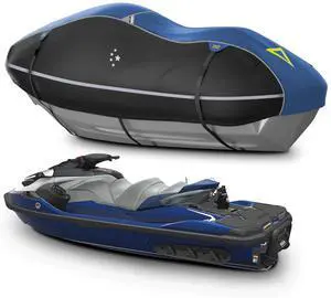 LIBZAKI Jet Ski Cover PWC Cover 2-3 Seats Heavy Duty Waterproof 600D UV Resistant Fits for Yamaha Sea-Doo Kawasaki up to 136~145" Blue/Black LIBZAKI Jet Ski Cover PWC Cover 2-3 Seats Heavy Duty Waterproof 600D UV Resistant Fits for Yamaha Sea-Doo Kawasaki up to 136~145" Blue/Black
