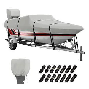 Trailerable Boat Cover, 600D Solution-Dyed Bass Boat Cover, 23-24 ft Heavy Duty 100% Waterproof Boat Covers Fits V-Hull Runabout Fishing Ski Pro-Style Bass Boats, Beam Width up to 102" Trailerable Boat Cover, 600D Solution-Dyed Bass Boat Cover, 23-24 ft Heavy Duty 100% Waterproof Boat Covers Fits V-Hull Runabout Fishing Ski Pro-Style Bass Boats, Beam Width up to 102"
