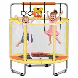 55" Trampoline for Kids with Enclosure, 4-in-1 Toddler Trampoline Indoor Outdoor, 440lbs Capacity Upgrade Trampolines with Adjustable Gymnastics Bar & Toys, for Boys & Girls, Easy to Assemble 55" Trampoline for Kids with Enclosure, 4-in-1 Toddler Trampoline Indoor Outdoor, 440lbs Capacity Upgrade Trampolines with Adjustable Gymnastics Bar & Toys, for Boys & Girls, Easy to Assemble