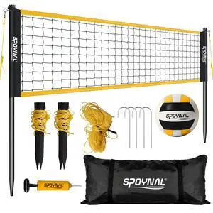 Portable Volleyball Net for Backyard, 20/32 FT, Adjustable Height | Adjusts to 8, 7.8 and 7.4 FT; includes volleyball, pump, boundary line and carry bag for beach, grass and outdoor play Portable Volleyball Net for Backyard, 20/32 FT, Adjustable Height | Adjusts to 8, 7.8 and 7.4 FT; includes volleyball, pump, boundary line and carry bag for beach, grass and outdoor play