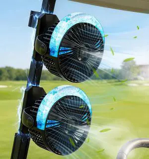 2-Pack Magnetic Golf Cart Fan, Camping Fan with Misting & LED Light, Rechargeable Portable Fan with 12000mAh Battery and Strong Magnet Base, 3-Speeds Battery Operated Fan for Golf Cart, Cruise Ship 2-Pack Magnetic Golf Cart Fan, Camping Fan with Misting & LED Light, Rechargeable Portable Fan with 12000mAh Battery and Strong Magnet Base, 3-Speeds Battery Operated Fan for Golf Cart, Cruise Ship