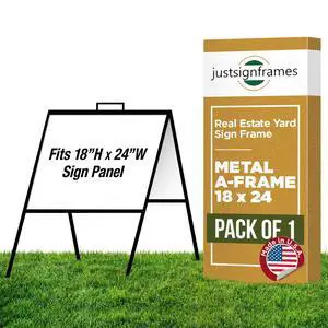 A Frame Sign Holder (Pack of 1) C 213, Sidewalk Portable, Folding Sign Holder, Open House Sign Stand for 18 x 24 Sign Panels, Black A Frame Sign Holder (Pack of 1) C 213, Sidewalk Portable, Folding Sign Holder, Open House Sign Stand for 18 x 24 Sign Panels, Black