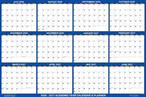 47" x 72" 2026-2027 Academic Wall Calendar Erasable Large Jumbo Oversized Wet & Dry Erase Laminated 12 Month Planner, July 2026 to June 2027 ONLY - NAVY 47" x 72" 2026-2027 Academic Wall Calendar Erasable Large Jumbo Oversized Wet & Dry Erase Laminated 12 Month Planner, July 2026 to June 2027 ONLY - NAVY