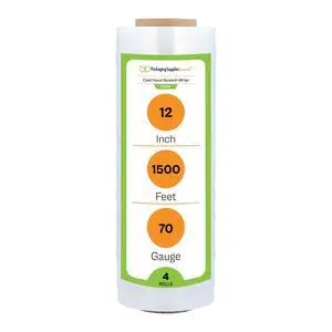 PSBM Stretch Wrap, 4 Rolls 12 Inch x 1500 Feet 70 Gauge Heavy Duty Clear Plastic Wrap Industrial Strength Shrink Film for Moving, Packing & Shipping PSBM Stretch Wrap, 4 Rolls 12 Inch x 1500 Feet 70 Gauge Heavy Duty Clear Plastic Wrap Industrial Strength Shrink Film for Moving, Packing & Shipping