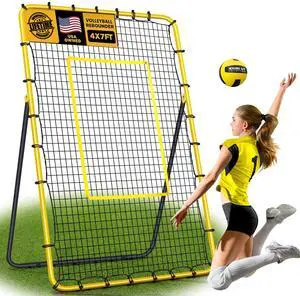 Volleyball Rebounder Net 7x4 ft -5 Angles Adjustable, Outdoor Portable or Home Training Equipment, Backyard Volleyball Trainer with Rebound Net, with Travel Bag Volleyball Rebounder Net 7x4 ft -5 Angles Adjustable, Outdoor Portable or Home Training Equipment, Backyard Volleyball Trainer with Rebound Net, with Travel Bag