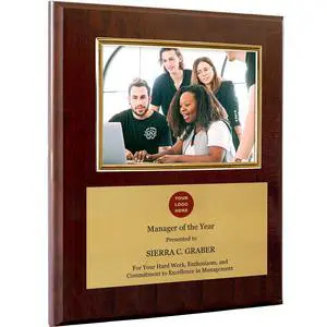 Personalized Photo Plaque Add Your Custom Text and Artwork Comes w/a Silver or Gold Frame - Great for Manager on Duty Employee of the Month or Corporate Awards and Plaques (12 x 15" with 6x8" Frame) Personalized Photo Plaque Add Your Custom Text and Artwork Comes w/a Silver or Gold Frame - Great for Manager on Duty Employee of the Month or Corporate Awards and Plaques (12 x 15" with 6x8" Frame)