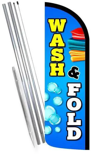 Wash & Fold - Laundromat Dry Cleaner Premium Windless Feather Banner Flag Kit (Flag, Pole, & Ground Mt) Wash & Fold - Laundromat Dry Cleaner Premium Windless Feather Banner Flag Kit (Flag, Pole, & Ground Mt)