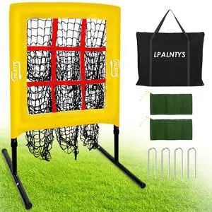 9 Hole Pitching Net with Strike Zone,Improve Baseball Softball Accuracy Training, Adjust Height to 45 Inches, Portable Set up, Indoor Outdoor Practice for Beginner and Professional 9 Hole Pitching Net with Strike Zone,Improve Baseball Softball Accuracy Training, Adjust Height to 45 Inches, Portable Set up, Indoor Outdoor Practice for Beginner and Professional