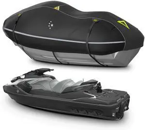LIBZAKI Jet Ski Cover PWC Cover 2-3 Seats Heavy Duty Waterproof 600D UV Resistant Fits for Yamaha Sea-Doo Kawasaki up to 112~135" Black LIBZAKI Jet Ski Cover PWC Cover 2-3 Seats Heavy Duty Waterproof 600D UV Resistant Fits for Yamaha Sea-Doo Kawasaki up to 112~135" Black