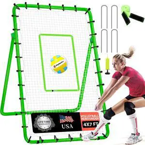 6-Angle Adjustable Volleyball Rebounder Net 7x4ft, High Stable Bounce Back Training Equipment for Practicing Volleying Bumping Spiking with High-Tension Net, PU Volleyball and Pump, Stakes 6-Angle Adjustable Volleyball Rebounder Net 7x4ft, High Stable Bounce Back Training Equipment for Practicing Volleying Bumping Spiking with High-Tension Net, PU Volleyball and Pump, Stakes