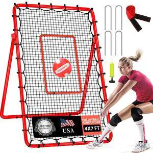 6-Angle Adjustable Volleyball Rebounder Net 7x4ft, High Stable Bounce Back Training Equipment for Practicing Volleying Bumping Spiking with High-Tension Net, PU Volleyball and Pump, Stakes 6-Angle Adjustable Volleyball Rebounder Net 7x4ft, High Stable Bounce Back Training Equipment for Practicing Volleying Bumping Spiking with High-Tension Net, PU Volleyball and Pump, Stakes