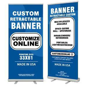 Custom Retractable Banner with Stand, Personalized Roll Up Banner, Full Color Pop Up Display Sign with Travel Bag for Events, Promotion & Advertising (style 1) Custom Retractable Banner with Stand, Personalized Roll Up Banner, Full Color Pop Up Display Sign with Travel Bag for Events, Promotion & Advertising (style 1)