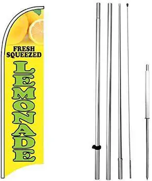 Fresh Squeezed Lemonade - Windless Feather Swooper Flag Banner Sign Kit yb-h Fresh Squeezed Lemonade - Windless Feather Swooper Flag Banner Sign Kit yb-h