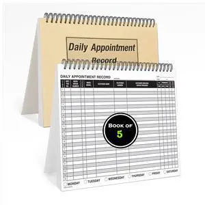 Daily Appointment Record Log Book - 8.5 x 1, 500 Pages/Book of 5 | Spiral-bound 100-page per book record books with durable 90 lb paper for daily appointment scheduling and service tracking Daily Appointment Record Log Book - 8.5 x 1, 500 Pages/Book of 5 | Spiral-bound 100-page per book record books with durable 90 lb paper for daily appointment scheduling and service tracking