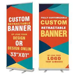 Custom Retractable Banner with Aluminum Silver Stand, 33" × 81" Portable, Durable & Easy Setup, Full Color Pop Up Display Sign with Travel Bag for Events, Trade Shows (Design 1) Custom Retractable Banner with Aluminum Silver Stand, 33" × 81" Portable, Durable & Easy Setup, Full Color Pop Up Display Sign with Travel Bag for Events, Trade Shows (Design 1)