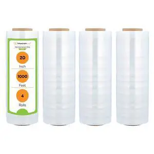 PSBM Cast Hand Plastic Stretch Wrap/Shrink Film 20" x 1000 Ft 70 GA 4 Rolls | Heavy Duty Industrial Strength Clear Shrink/Plastic Wrap for Moving, Packing, Shipping, Pallet Wrapping & Storage PSBM Cast Hand Plastic Stretch Wrap/Shrink Film 20" x 1000 Ft 70 GA 4 Rolls | Heavy Duty Industrial Strength Clear Shrink/Plastic Wrap for Moving, Packing, Shipping, Pallet Wrapping & Storage