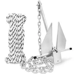 Boat Anchor Kit Fluke Anchor with Chain and Anchor Rope Set for Boats Pontoon, Deck, Fishing, and Sail Boat Anchor Kit Fluke Anchor with Chain and Anchor Rope Set for Boats Pontoon, Deck, Fishing, and Sail