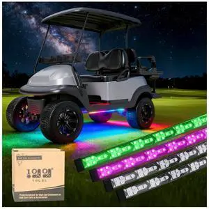4PCS Golf Cart Underbody Light Kit, Underglow LED Strip for EZGO Club Car Yamaha, 24 Modes Multicolor RGB Music Sync Waterproof, Canopy Lights Optional (4 Pack(Underbody-Fishbone)) 4PCS Golf Cart Underbody Light Kit, Underglow LED Strip for EZGO Club Car Yamaha, 24 Modes Multicolor RGB Music Sync Waterproof, Canopy Lights Optional (4 Pack(Underbody-Fishbone))
