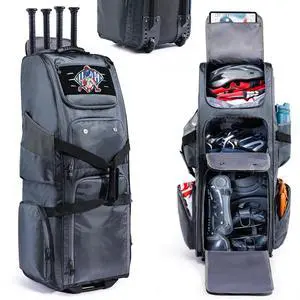 Rolling Baseball Bat Bag with Wheels, Large Capacity Gear Bag Holds 4 Bats, Reinforced Hard Base & Structured Back Panel, Top & Bottom Grab Handles, Shoe & Helmet Compartments for Youth &Adult Players Rolling Baseball Bat Bag with Wheels, Large Capacity Gear Bag Holds 4 Bats, Reinforced Hard Base & Structured Back Panel, Top & Bottom Grab Handles, Shoe & Helmet Compartments for Youth &Adult Players
