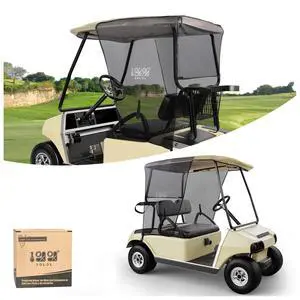 2 Passenger Golf Cart Sun Shade Cover for EZGO TXT RXV & Club Car DS Precedent Tempo - Foldable UV Protection Cover Heat Blocking Design, Beige 2 Passenger Golf Cart Sun Shade Cover for EZGO TXT RXV & Club Car DS Precedent Tempo - Foldable UV Protection Cover Heat Blocking Design, Beige