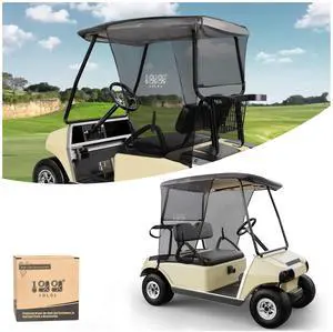 2 Passenger Golf Cart Sun Shade Cover for EZGO TXT RXV & Club Car DS Precedent Tempo - Foldable UV Protection Cover Heat Blocking Design, Black 2 Passenger Golf Cart Sun Shade Cover for EZGO TXT RXV & Club Car DS Precedent Tempo - Foldable UV Protection Cover Heat Blocking Design, Black