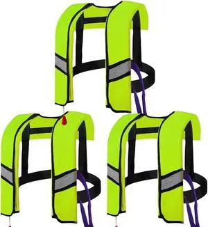 3-Pack Life Jackets for Men Women - 150N Automatic Inflation Swim Vest with Reflective Strips & Safety Buckle ~ Lightweight &Breathable 3-Pack Life Jackets for Men Women - 150N Automatic Inflation Swim Vest with Reflective Strips & Safety Buckle ~ Lightweight &Breathable