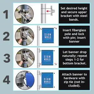 24" Street Light Pole Banner Bracket Hardware - Double Set 24" Street Light Pole Banner Bracket Hardware - Double Set