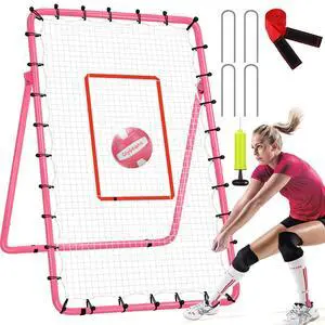 6-Angle Adjustable Volleyball Rebounder Net 7x4ft, High Stable Bounce Back Training Equipment for Practicing Volleying Bumping Spiking with High-Tension Net, PU Volleyball and Pump, Stakes 6-Angle Adjustable Volleyball Rebounder Net 7x4ft, High Stable Bounce Back Training Equipment for Practicing Volleying Bumping Spiking with High-Tension Net, PU Volleyball and Pump, Stakes