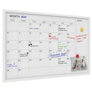 Magnetic Monthly Calendar Whiteboard, 36 x 24 Inches White Wooden | Modern white wood frame magnetic monthly calendar whiteboard, decorative wall planner for home, kitchen, school and office Magnetic Monthly Calendar Whiteboard, 36 x 24 Inches White Wooden | Modern white wood frame magnetic monthly calendar whiteboard, decorative wall planner for home, kitchen, school and office