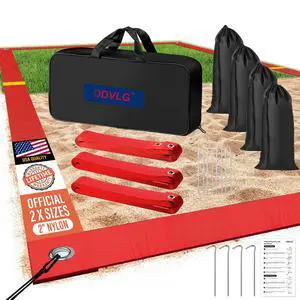 Professional Beach Volleyball Lines for Sand, 2" Nylon | Ultra-Visible Marking | Weather-Enduring, with Metal Anchors & Sandbags, Standard Sizes - 26.3' x 52.6' or 30' x 60' Professional Beach Volleyball Lines for Sand, 2" Nylon | Ultra-Visible Marking | Weather-Enduring, with Metal Anchors & Sandbags, Standard Sizes - 26.3' x 52.6' or 30' x 60'