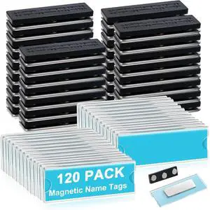 120 Pack Name Badge Magnets Kit Acrylic Magnetic Name Tag Holders with Blank Printable Paper Inserts 3 Magnets Clear Adhesive ID Holder for Business Events School Office 120 Pack Name Badge Magnets Kit Acrylic Magnetic Name Tag Holders with Blank Printable Paper Inserts 3 Magnets Clear Adhesive ID Holder for Business Events School Office