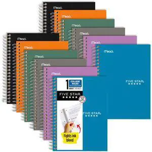 Spiral Notebooks, 12 Pack, 1 Subject, College Ruled Paper, 7" x 4 -/8", Personal Size, 80 Sheets, Purple, Orange, Green, Blue, Gray, Black (450048B-ECM) Spiral Notebooks, 12 Pack, 1 Subject, College Ruled Paper, 7" x 4 -/8", Personal Size, 80 Sheets, Purple, Orange, Green, Blue, Gray, Black (450048B-ECM)