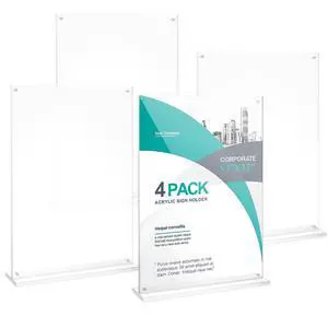 11x17 Acrylic Sign Holder Table Top with Magnetic Corners, 4-Pack Quick Change Display Stand for Menus, Posters and Ads, Restaurant, Office, Events, 11x17 Acrylic Sign Holder Table Top with Magnetic Corners, 4-Pack Quick Change Display Stand for Menus, Posters and Ads, Restaurant, Office, Events,