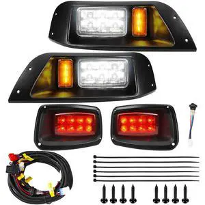LED Headlight and Tail Light Kit for EZGO TXT 1996-2013 Gas and Electric, Street Legal 12V LED Kit LED Headlight and Tail Light Kit for EZGO TXT 1996-2013 Gas and Electric, Street Legal 12V LED Kit