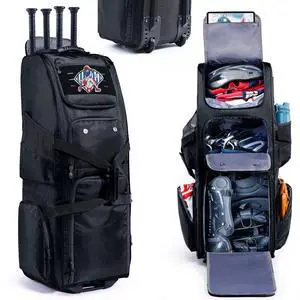 Rolling Baseball Bat Bag with Wheels, Large Capacity Gear Bag Holds 4 Bats, Reinforced Hard Base & Structured Back Panel, Top & Bottom Grab Handles, Shoe & Helmet Compartments for Youth &Adult Players Rolling Baseball Bat Bag with Wheels, Large Capacity Gear Bag Holds 4 Bats, Reinforced Hard Base & Structured Back Panel, Top & Bottom Grab Handles, Shoe & Helmet Compartments for Youth &Adult Players