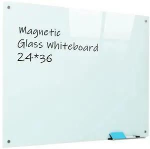 Magnetic Glass Whiteboard, 24"x36"Frameless Dry Erase Board White Board Surface Wall Mounted for Office, Classroom & Home Magnetic Glass Whiteboard, 24"x36"Frameless Dry Erase Board White Board Surface Wall Mounted for Office, Classroom & Home