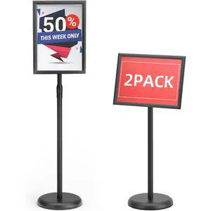 2Pack Sign Stand 8.5x11 Inch, Adjustable Floor Standing Sign Holder | Heavy Duty Poster Stand Aluminum, Snap Open Frame, 360° Rotation Vertical Horizontal, Round Base for Mall, School, Restaurant 2Pack Sign Stand 8.5x11 Inch, Adjustable Floor Standing Sign Holder | Heavy Duty Poster Stand Aluminum, Snap Open Frame, 360° Rotation Vertical Horizontal, Round Base for Mall, School, Restaurant