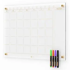 Clear Glass Monthly Dry Erase Calendar Board for Wall, 17" x 23" | Large Monthly Planner, Easy Installation, Non-Magnetic, Frameless Tempered Glass, 4 Markers Included Clear Glass Monthly Dry Erase Calendar Board for Wall, 17" x 23" | Large Monthly Planner, Easy Installation, Non-Magnetic, Frameless Tempered Glass, 4 Markers Included