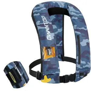 Automatic/Manual Inflatable Vest, Manual Convertible Option, Low Profile, Zipper Closure, Inflatable Fishing Jacket for Kayaking, Boating and Fishing, 24g CO2 Cylinder Included Automatic/Manual Inflatable Vest, Manual Convertible Option, Low Profile, Zipper Closure, Inflatable Fishing Jacket for Kayaking, Boating and Fishing, 24g CO2 Cylinder Included
