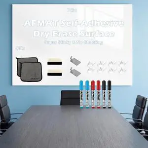 White Board Dry Erase Paper, Large Whiteboard Wallpaper, with 6 Markers, Stain-Proof & Super Sticky, No Ghost, 6' x 4' Peel and Stick Dry Erase Board Paper for Wall/Home/Office, WS46D White Board Dry Erase Paper, Large Whiteboard Wallpaper, with 6 Markers, Stain-Proof & Super Sticky, No Ghost, 6' x 4' Peel and Stick Dry Erase Board Paper for Wall/Home/Office, WS46D