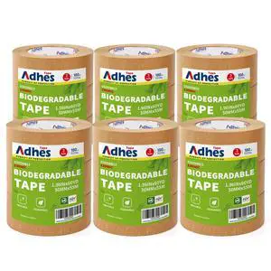 ADHES Kraft Paper Tape, 2 Inch x 60 Yards x 18 Rolls, Biodegradable Paper Packing Tape Writable & Uncoated Brown Shipping Tape for Shipping, Moving, Sealing ADHES Kraft Paper Tape, 2 Inch x 60 Yards x 18 Rolls, Biodegradable Paper Packing Tape Writable & Uncoated Brown Shipping Tape for Shipping, Moving, Sealing